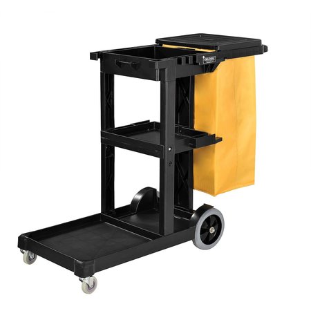 GLOBAL INDUSTRIAL Janitor Cart with 25 Gallon Vinyl Bag, Black 261896